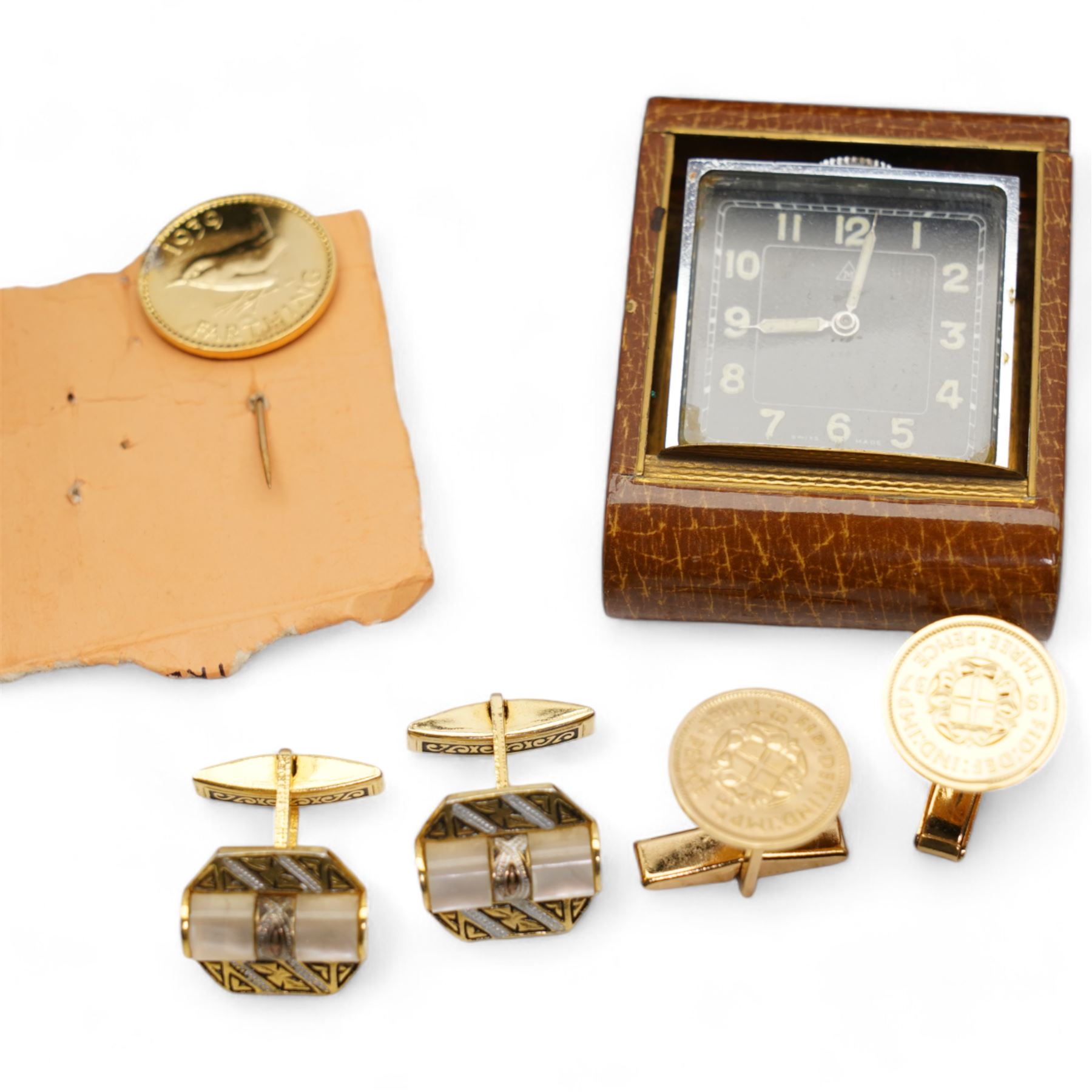 Silver jewellery, including earrings and rings, two ladies manual wristwatches, two travel clocks, a Rolstar lighter and a silver napkin ring