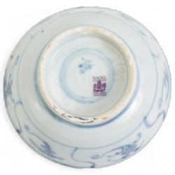 Group of three Chinese blue and white porcelain bowls, bearing Tek Sing Treasures, Nagel Auctions labels, D15cm and smaller (3)