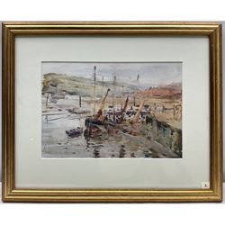 Edward Enoch Anderson (Staithes Group 1878-1961): Whitby from Divinity Flat and Upper Harbour Whitby, two watercolours unsigned 17cm x 25cm (2) 
Provenance: with T B & R Jordan Fine Art Specialists, Stockton on Tees, from the artist's daughter Stella's collection, label verso