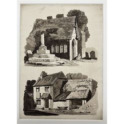 Samuel Prout (British 1783-1852): 'Rudiments of Landscape in Progressive Studies. Drawn, and Etched in Imitation of Chalk', collection of soft ground etchings pub. Rudolph Ackermann c.1813, each 36.5cm x 26cm, each mounted and bound in two bespoke folios