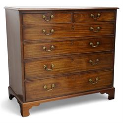 George III mahogany chest, moulded rectangular top over two short and four long graduating...