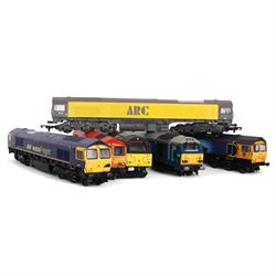 Six Hornby '00' gauge locomotives, comprising Class 67 Bo-Bo no. 67003, Class 66/67 Co-Co Sorrento MSC GB Railfreight locomotive no. 66709, Class 66 Co-Co Advenza Freight locomotive no. 66842, Class 66/67 Co-Co Biffa The Flying Dustman locomotive no. 66783, Class 67 Co-Co Queen's Messenger no. 60075 and Class 59 Co-Co Arc Village of Chantry locomotive no. 59102, all unboxed