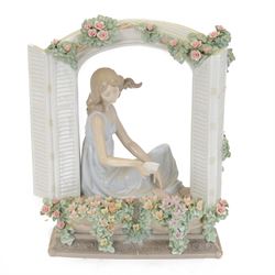 Lladro figure, Thinking of You, modelled as a woman looking out of a window, no 7983  