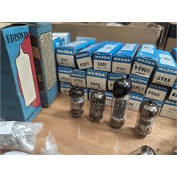 Large collection of Mazda thermionic radio valves/vacuum tubes, including boxed examples and loose bubble wrapped and identified examples