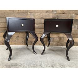 Pair of rosewood finish bedside chests