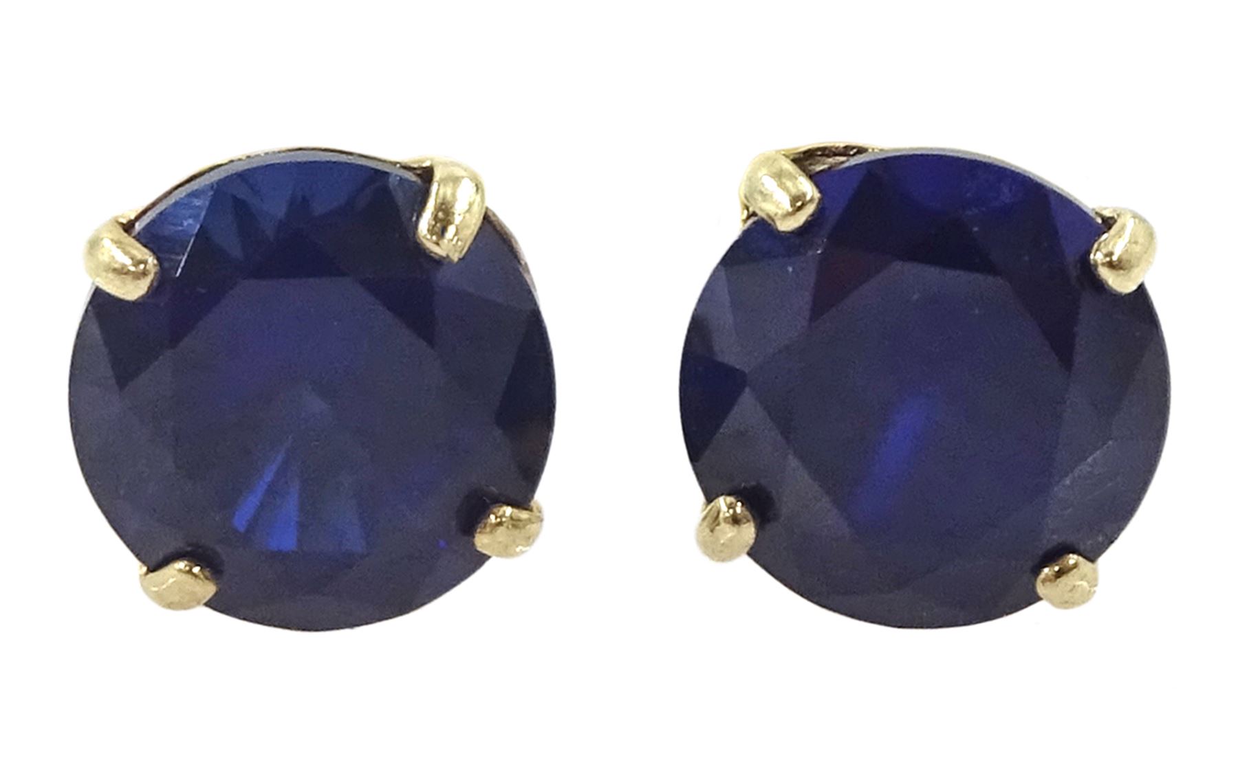 Pair of 9ct gold blue stone set stud earrings