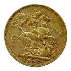 Queen Victoria 1897 gold full sovereign coin, Melbourne mint 