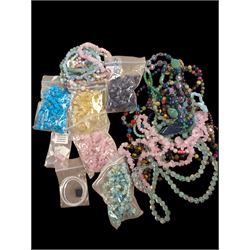 Collection of bead necklaces, bracelets and other jewellery, including tiger's eye, gate, rose quartz etc 