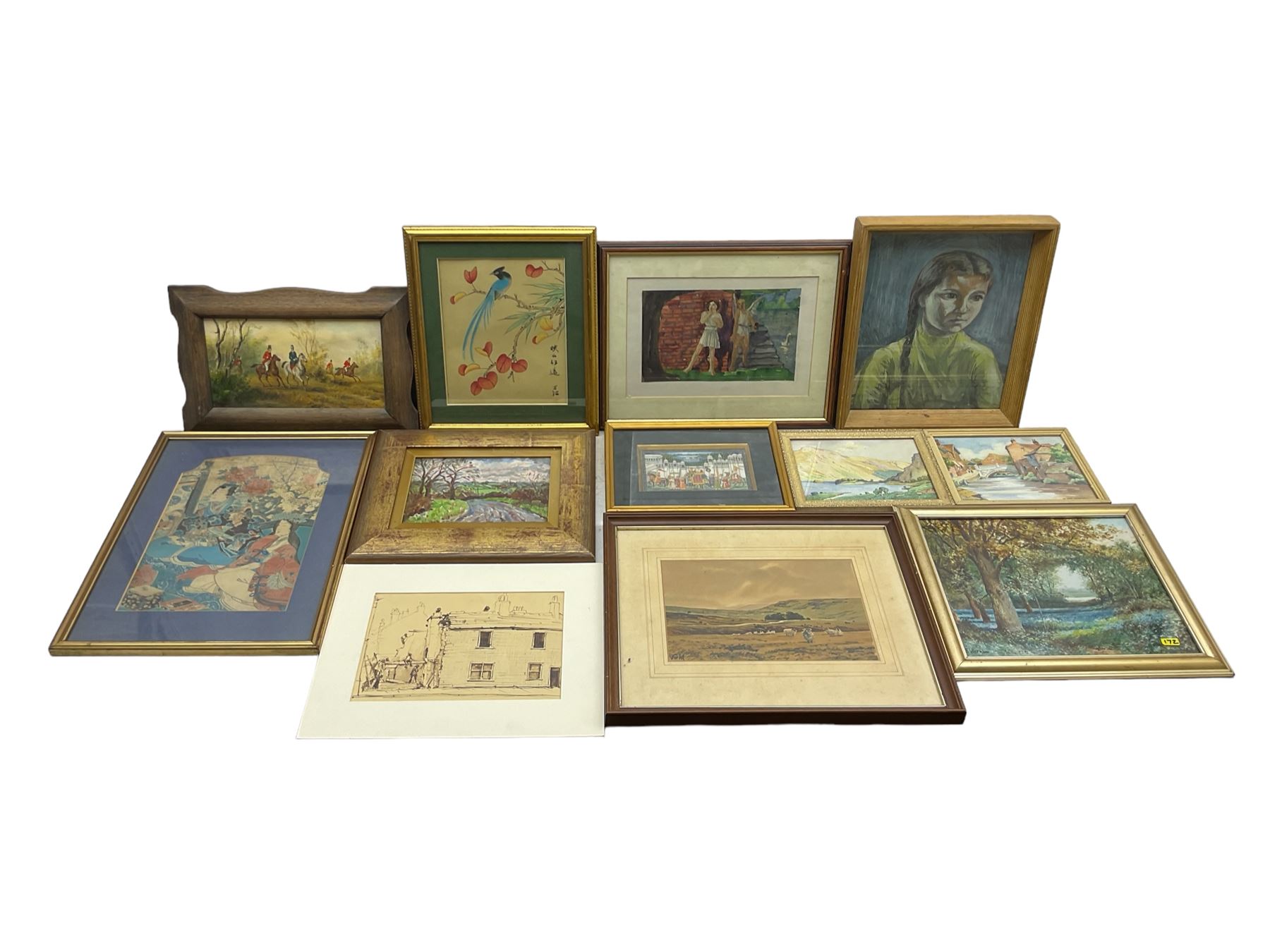 Collection of paintings, by artist including Albert Thomas Pile, Janet Rawlins, H Taylor Green, George ‘Griff’ Griffiths, Mughal School miniature, etc (qty)