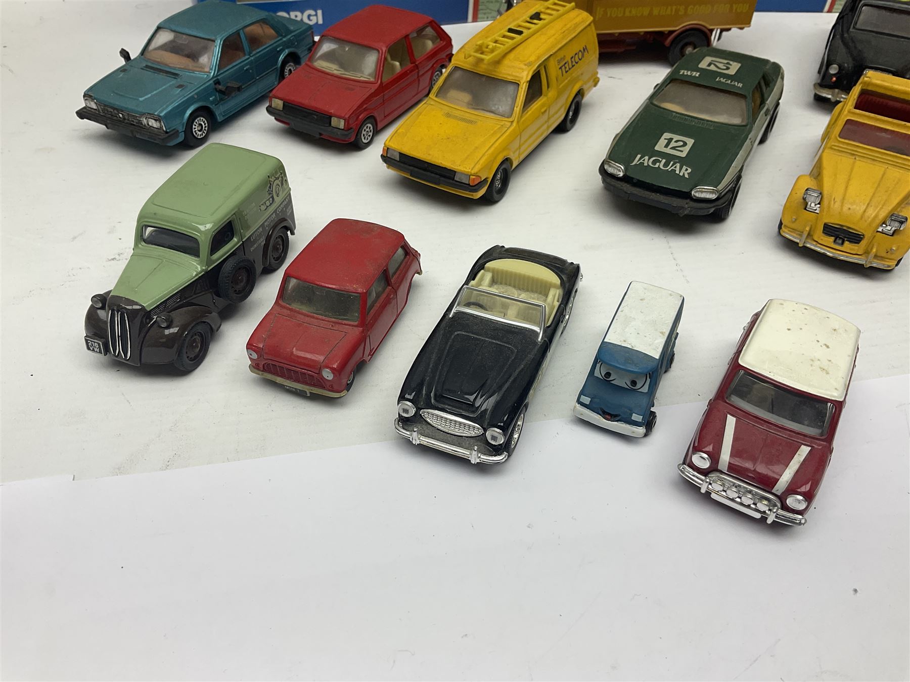 Corgi - approximately forty die-cast models of various scales to include ‘On the Move’ CC11406 and CC11407, both boxed; Renault 16, Ford Consul Classic, Vanwall Racing Car etc 