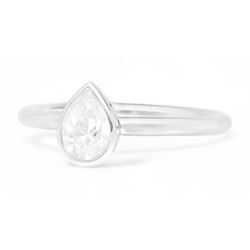 Platinum single stone pear cut diamond ring, hallmarked, diamond 0.61 carat