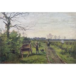 William Greaves (British 1852-1938): Filling the Haycart, oil on canvas signed 24cm x 35cm