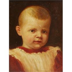 English School (19th Century): Portrait of a Baby Boy, oil on canvas unsigned 22cm x 17cm 