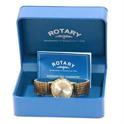 Rotary gentleman's 9ct gold manual wind wristwatch, Birmingham 1963, on expanding gilt strap, boxed