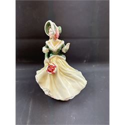 Fourteen Royal Doulton figures, including Sara HN2265, Summertime HN3137, Coralie HN2307, Janine HN2461  