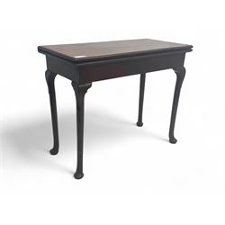 Early 20th century mahogany tea table, rectangular moulded top with fold-over leaf support...