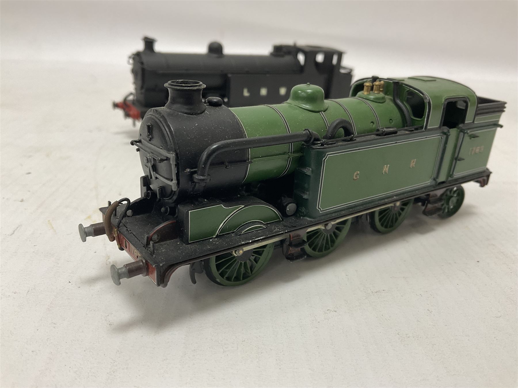 ‘00’ gauge - three kit built steam locomotives comprising LNWR Class 1185 0-8-2 finished in black; Class N7 0-6-2T no.9618 finished in LNER black; Class N2 0-6-2T no.1763 finished in GNR green (3) 