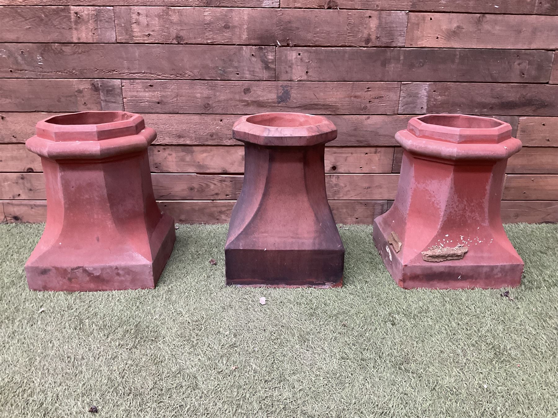 Set of three terracotta chimney pots - THIS LOT IS TO BE COLLECTED BY APPOINTMENT FROM DUGGLEBY STORAGE, GREAT HILL, EASTFIELD, SCARBOROUGH, YO11 3TX