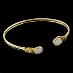 9ct gold opal torque bangle, London 1989