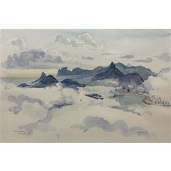 Walter Kershaw (British 1940-): 'Rio De Janeiro from Sugarloaf, watercolour signed and dated 1991, 32cm x 47cm 