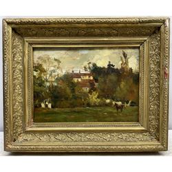 Thomas Churchyard (British 1798-1865): Horse and Figure in a Field with House Beyond, oil on panel unsigned, inscribed 'Thomas Churchyard of Woodbridge' 18cm x 26cm