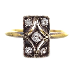  Edwardian gold panel ring set with five diamonds  