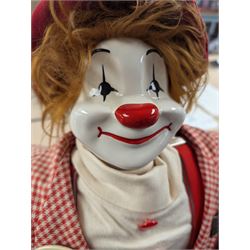 Hobo Designs large clown figure, with ceramic head and soft body, H90cm