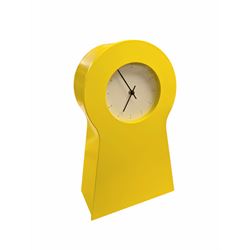 Ikea yellow metal wall clock, H47.5cm