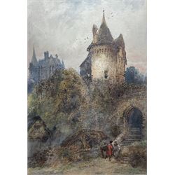 Paul Marny (French/British 1829-1914): Continental Castle, watercolour signed 45cm x 31cm