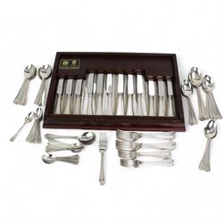 Arthur Price Royal Pearl pattern silver plated cutlery service for twelve covers, lacking six coffee spoons, in fitted tray