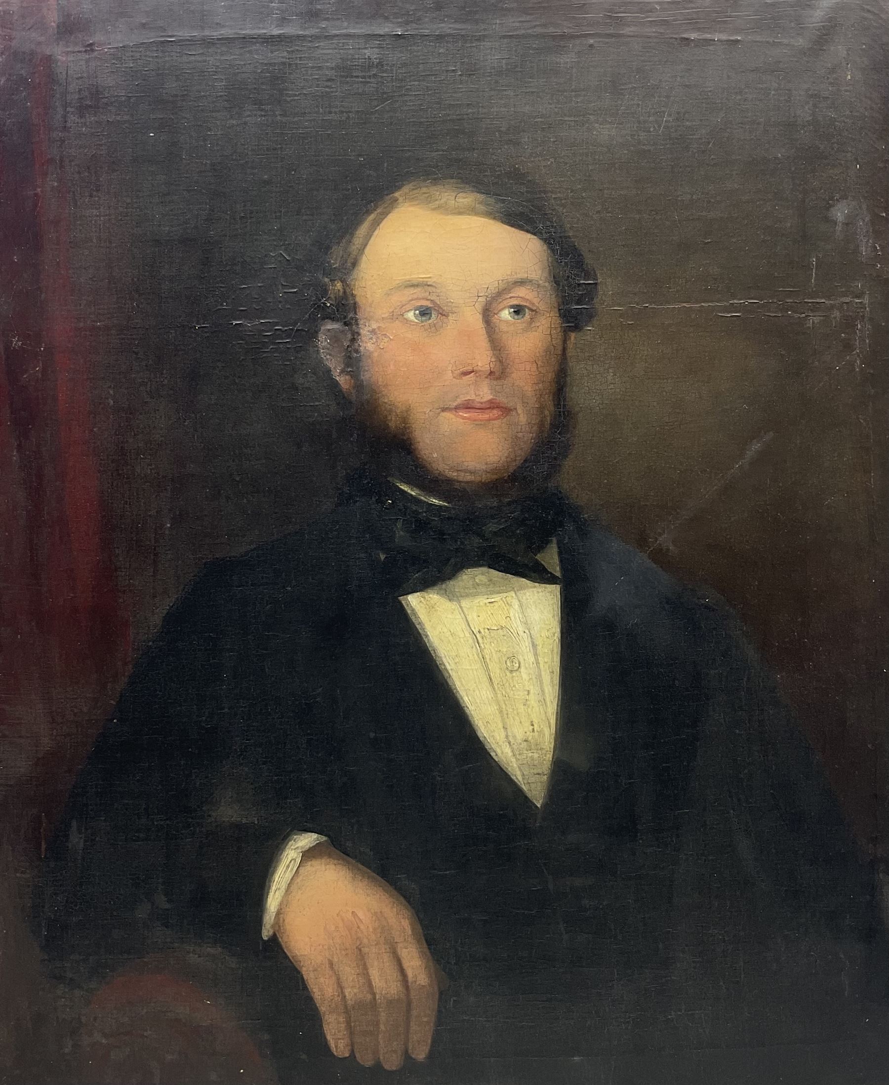 John L Ritchie (British 1809-1875): Portrait of a Victorian Gentleman, oil on canvas signed with initials and dated 1850 verso 76cm x 64cm (unframed)