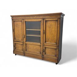 Late Victorian pollard oak sideboard, the central glazed door opening to reveal adjustable...