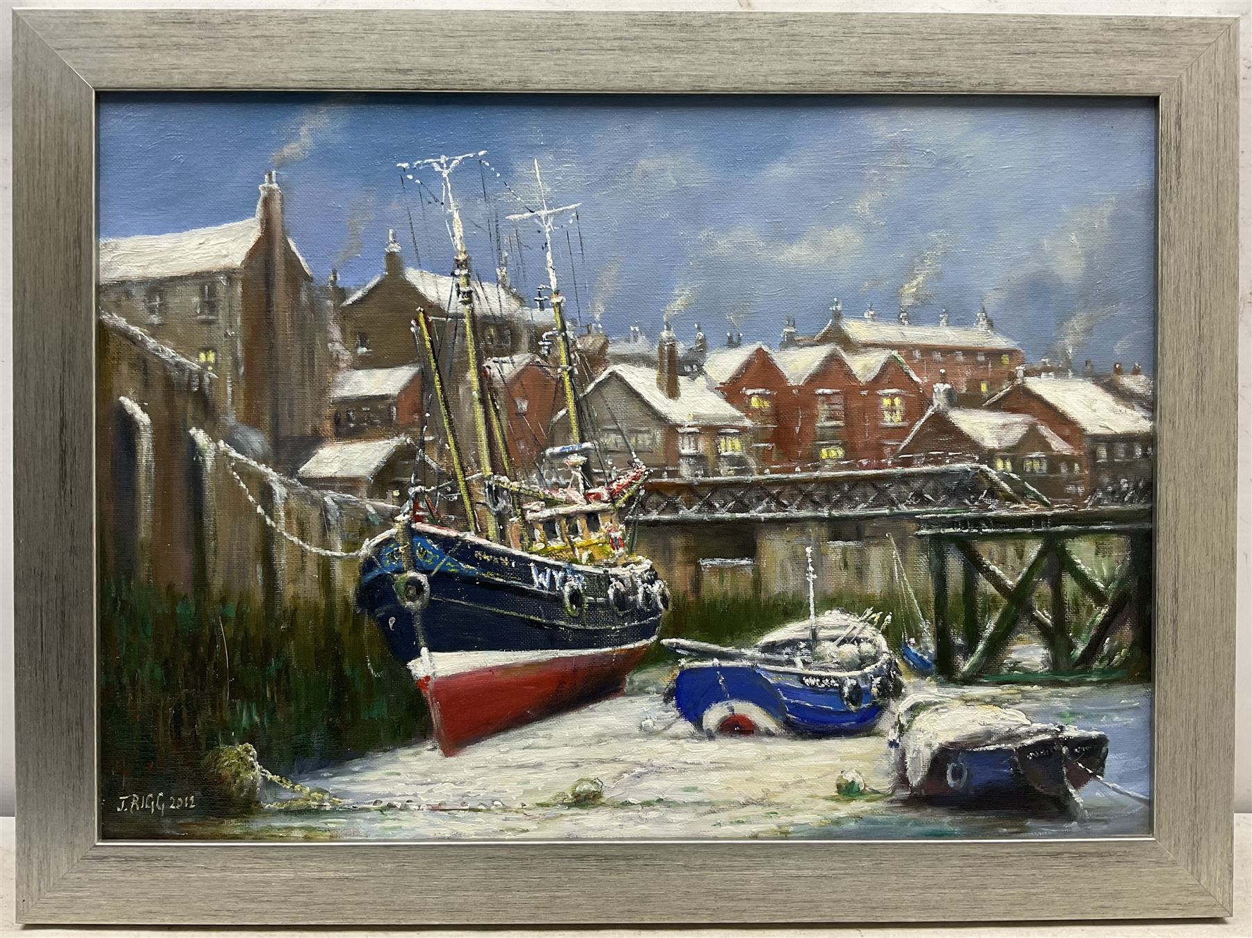 Jack Rigg (British 1927-2023): 'Christmas Eve - Whitby', oil on canvas signed and dated 2012, titled verso 41cm x 58cm