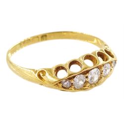 Early 20th century 18ct gold five stone old cut diamond ring, hallmarked