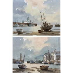 Don Micklethwaite (British 1936-): Scarborough Harbour and Harbour Scene, pair watercolour...