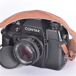 Contax AX SLR camera serial no. 013546, with a Carl Zeiss Planar 1.7/50 T* lens serial no. 7381760