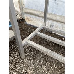 Aluminium framed commercial stainless steel preparation table, barred under-tier - THIS LOT IS TO BE COLLECTED BY APPOINTMENT FROM DUGGLEBY STORAGE, GREAT HILL, EASTFIELD, SCARBOROUGH, YO11 3TX