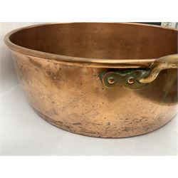 Large Victorian copper twin handled jam or preserve pan, not including handles H18cm D53cm