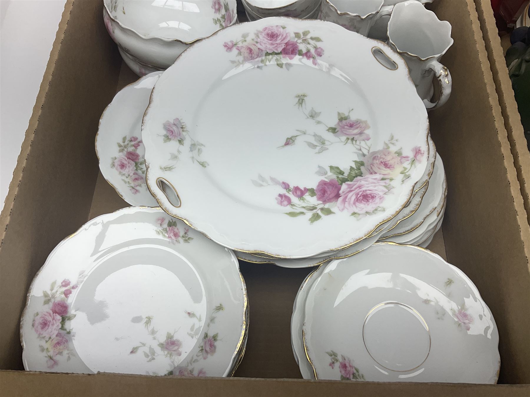 Tea service decorated with roses, together with Victorian and later ceramics etc, in four boxes