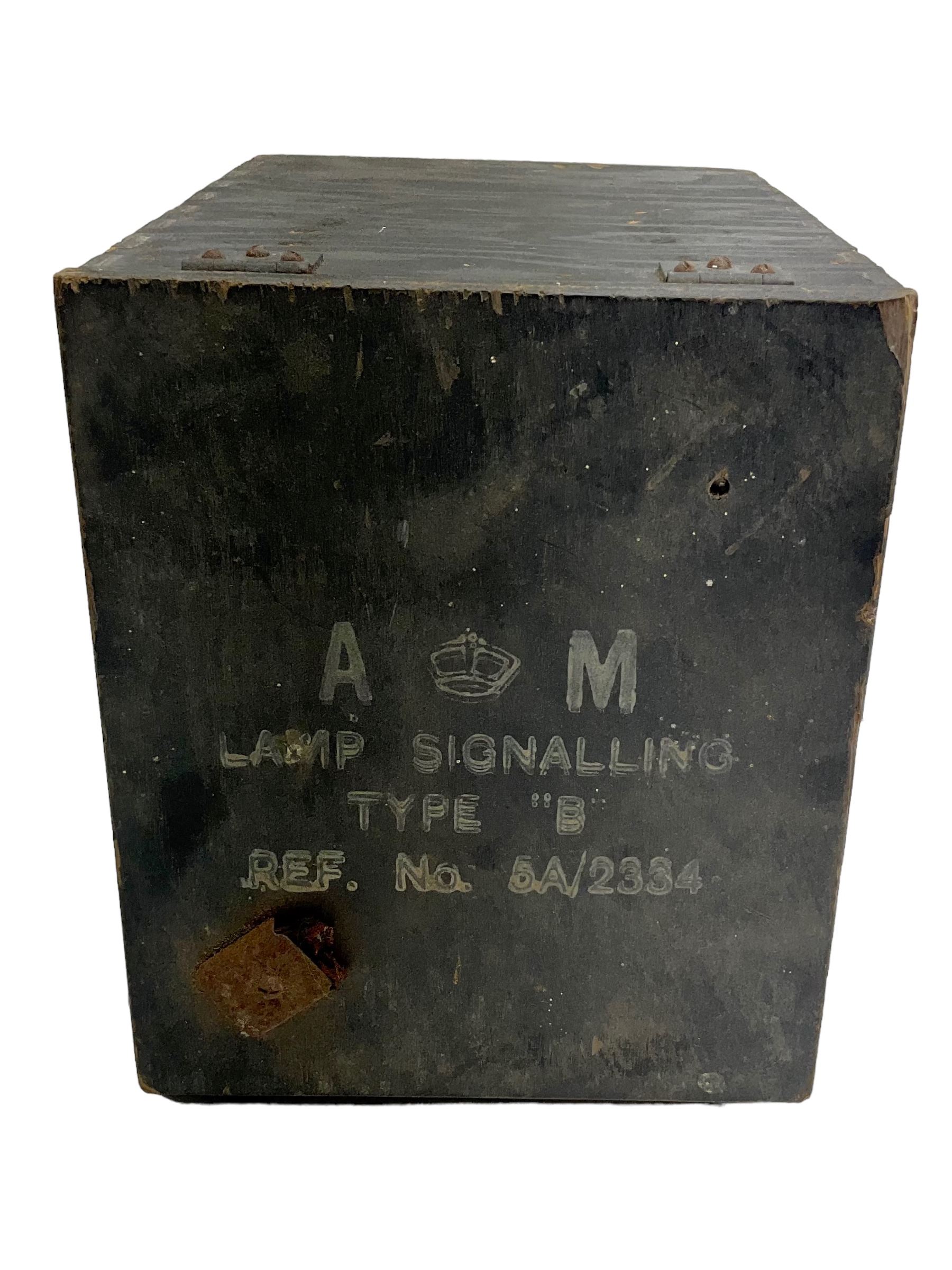 Hand signalling lantern, in original box marked Type B Ref. no 5A/2334, together with another hand signalling lantern 