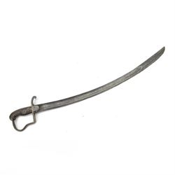 Calvary officers sword, with 81cm curved single edged blade, iron guard with side loop and...