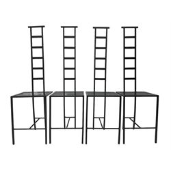 Set of four metal ladder chairs inspired by Charles Rennie Mackintosh (Hill House design), retailed by Neil's Steels