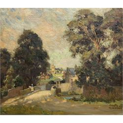 Frederick (Fred) Stead (British 1863-1940): Sunset over Godalming - Surrey, oil on canvas ...