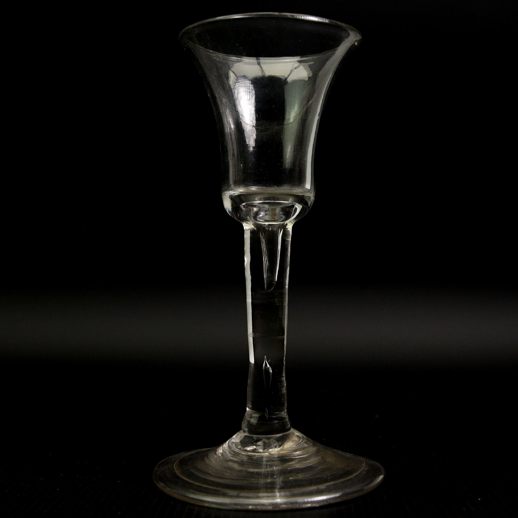 18th century cordial glass on air twist stem, another with plain stem and folded foot, two 19th century rummers and other 18th and 19th century glasses (13)