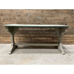 Early 20th century painted wood and enamel Military folding campaign table