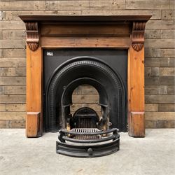 Gallery Collection open fireplace - Victorian design cast iron fire inset with polished pi...