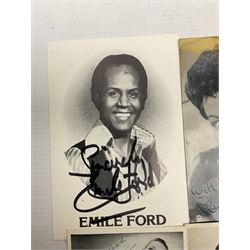 Belita, Margaret Lockwood, Emile Ford, three signed photographs, together with a spurious Ronald Reagan signature