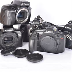 Five Canon EOS camera bodies, comprising EOS 650 serial no. 1399895, EOS 700 serial no. 1720040, EOS 750 serial no. 1334559, and two EOS 620 examples, serial nos. 1155796 & 1914285 
