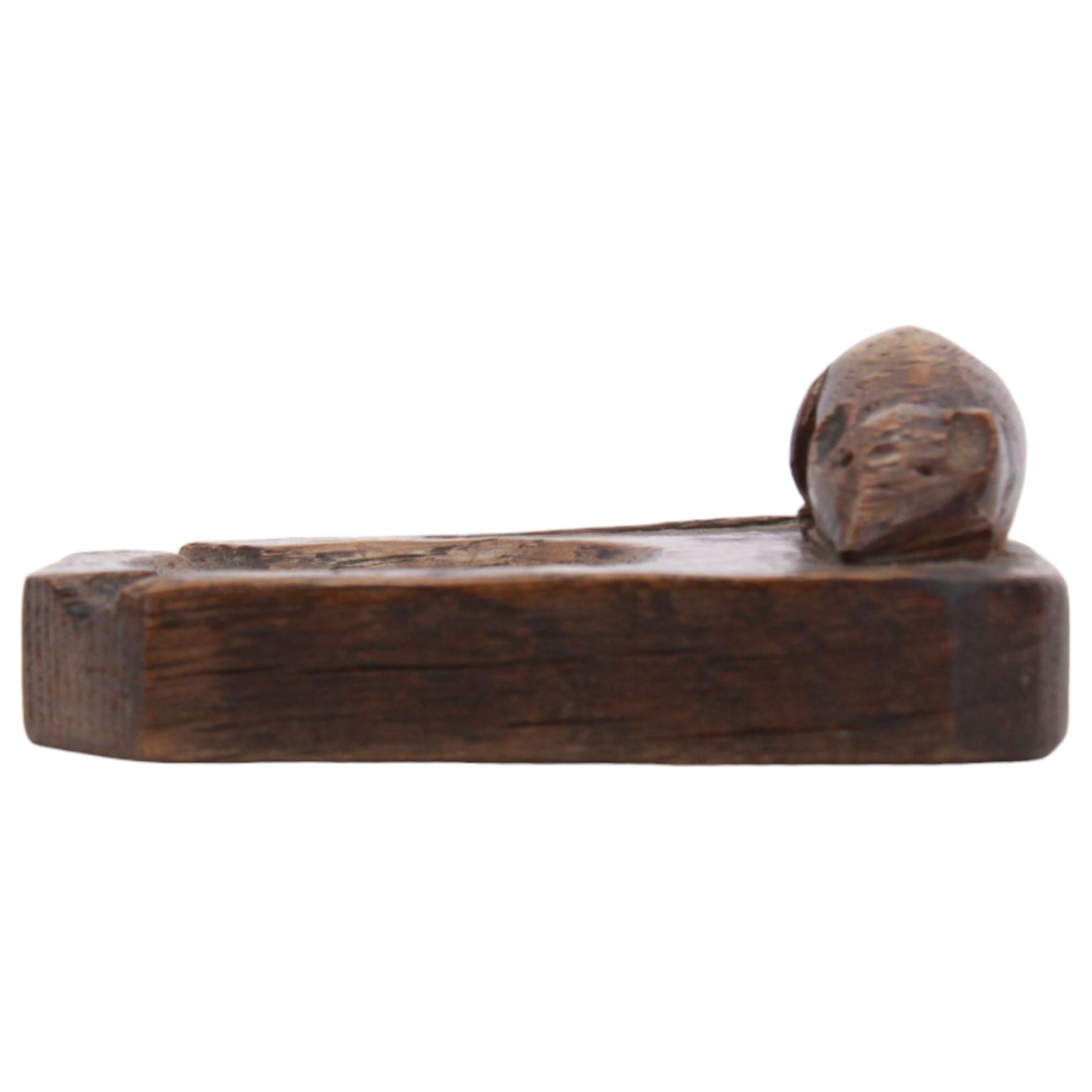 Mouseman - oak ashtray, rectangular form with rounded and canted corners, carved with mouse signature, by the workshop of Robert Thompson, Kilburn