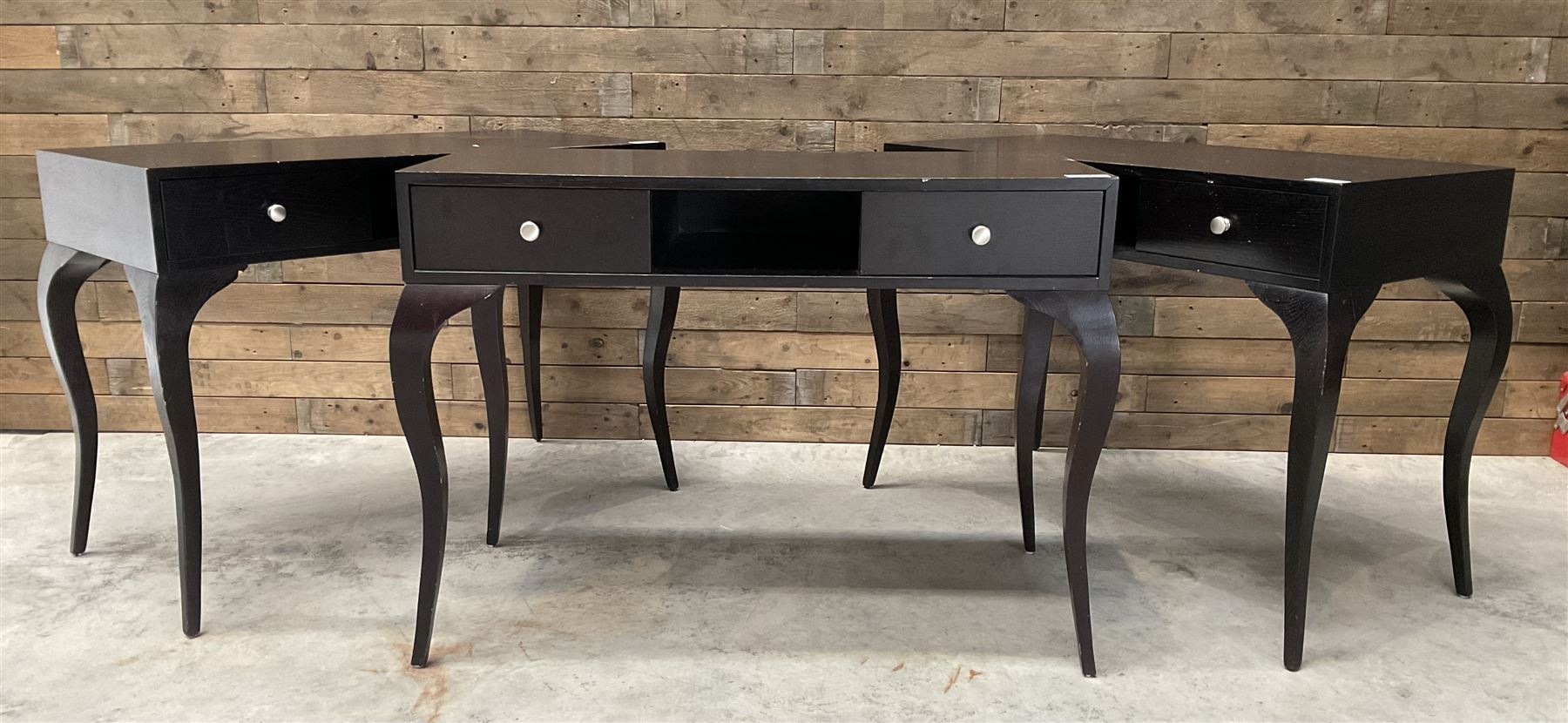 3 x rosewood console dressing tables, with two soft-close drawers